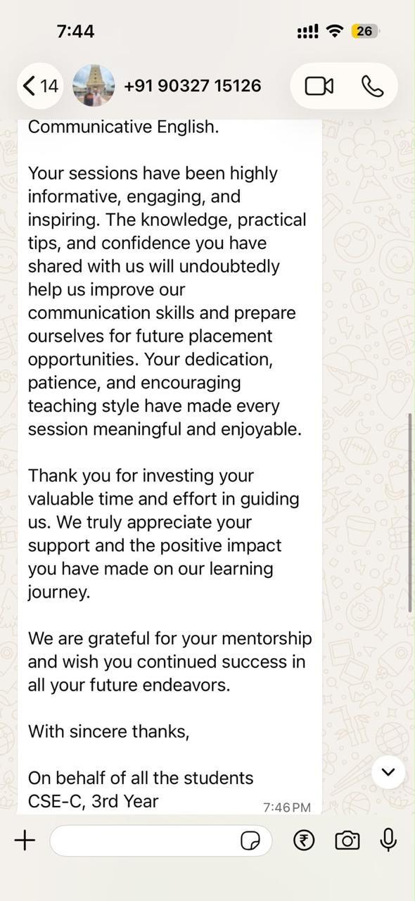 Participant feedback screenshot 3