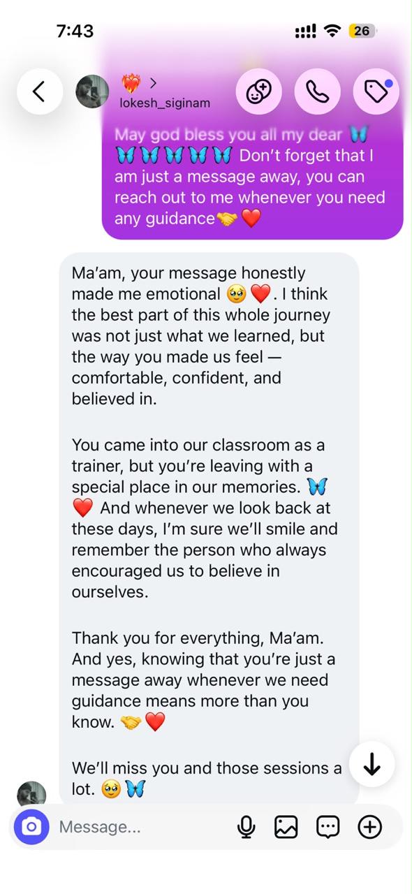 Participant feedback screenshot 1