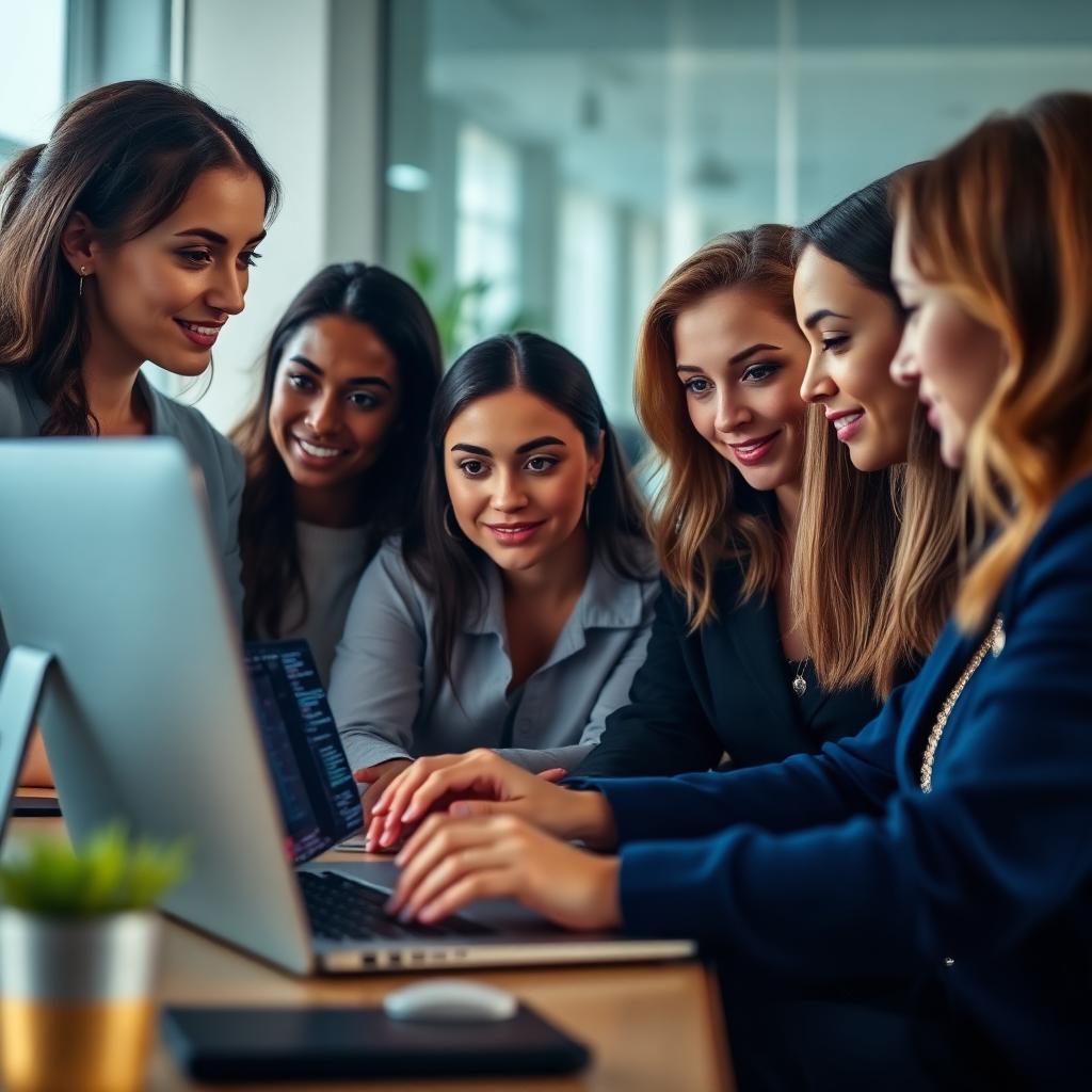 Women in tech collaborating